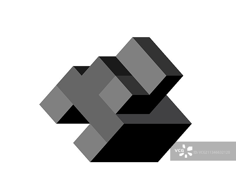 抽象立方体2.5D标志对象图片素材