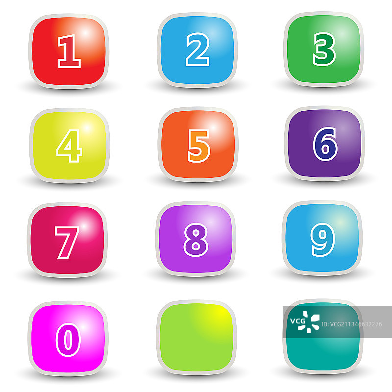 彩色方块中的数字勾选标记图片素材