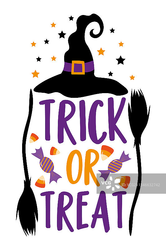 万圣节短语与巫婆帽图片素材