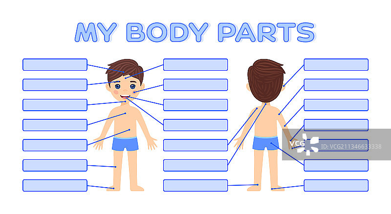 我的身体与可爱男孩的前后部分图片素材