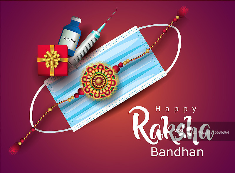 印度节日拉卡沙·班丹快乐贺卡图片素材