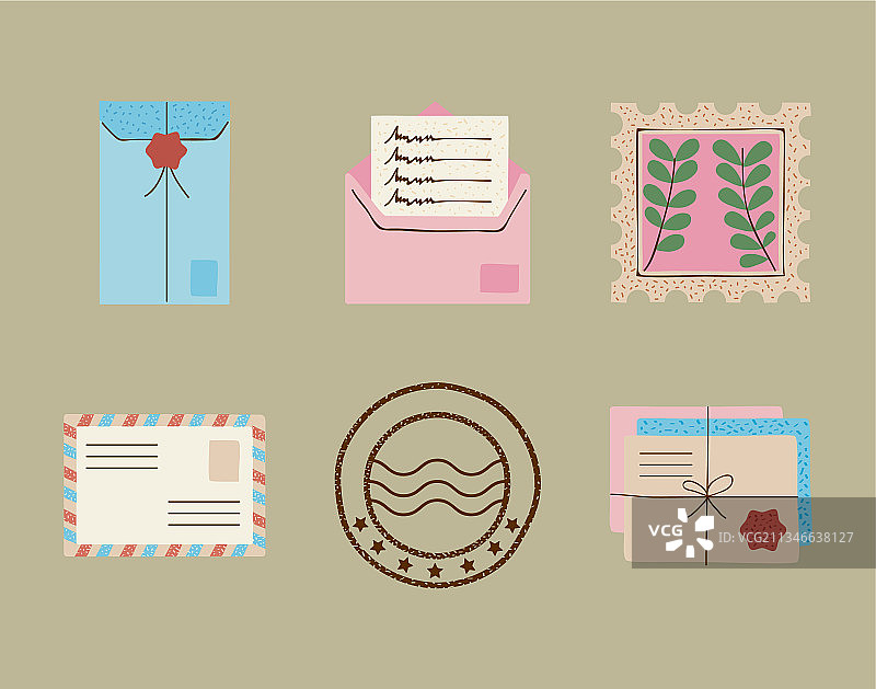 六个邮政服务图标图片素材