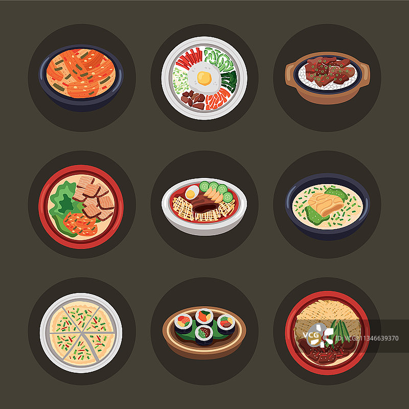 韩国美食九宫格图标图片素材