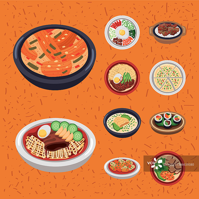 十个韩国美食图标图片素材