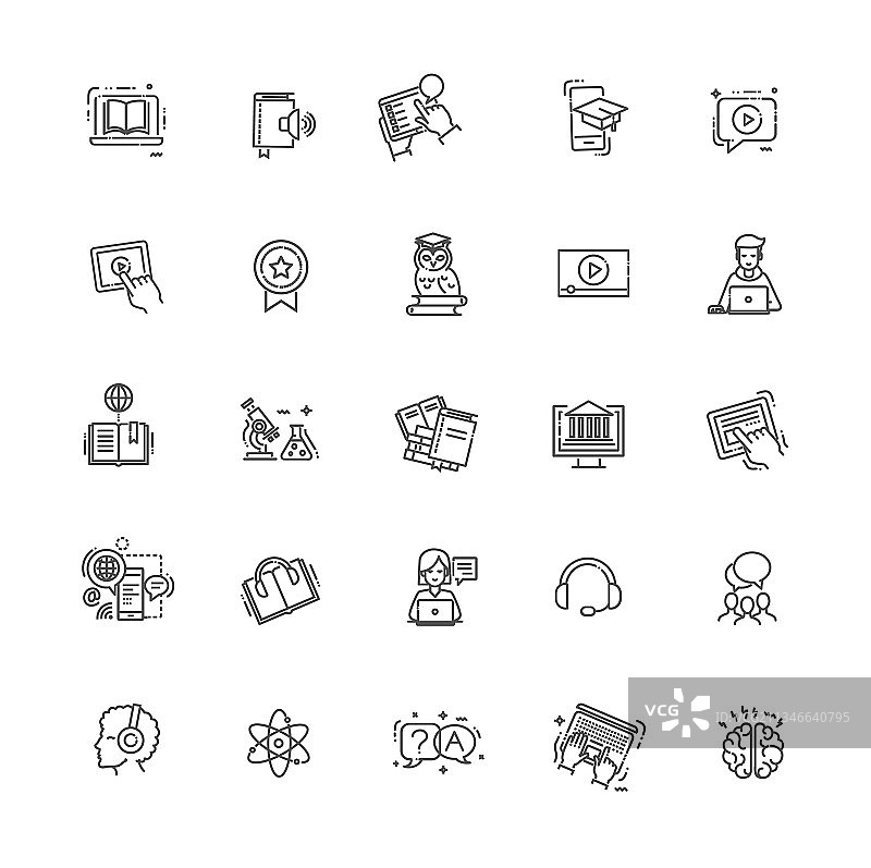 在线教育图标集图片素材