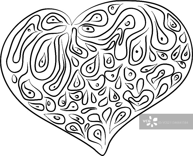 心形爱情涂色书Zentangle涂色图片素材