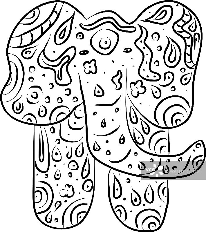 大象涂色书缠绕画图片素材