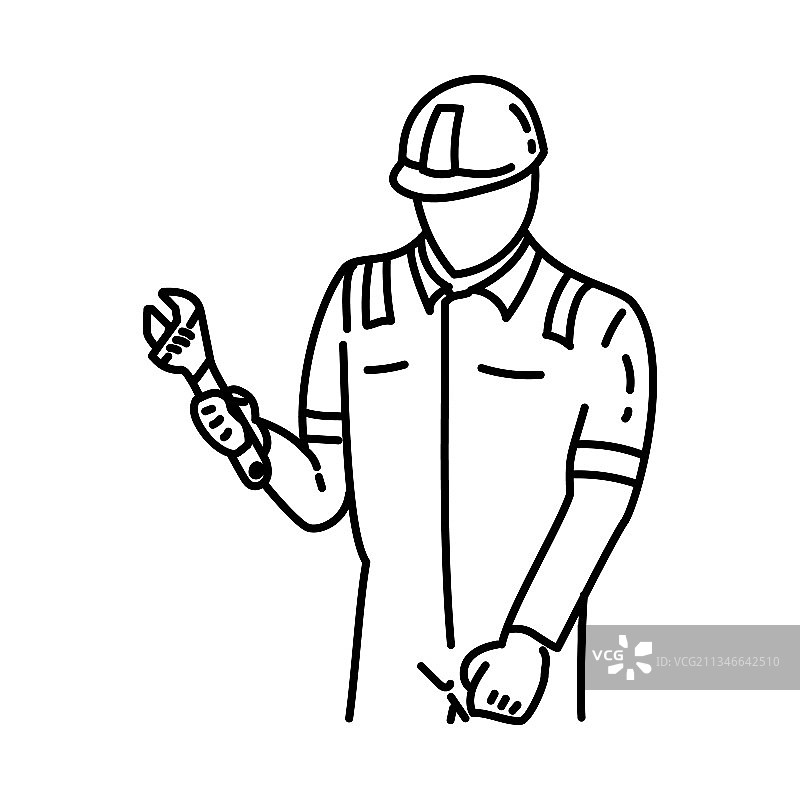 手绘或轮廓机械师图标涂鸦图片素材