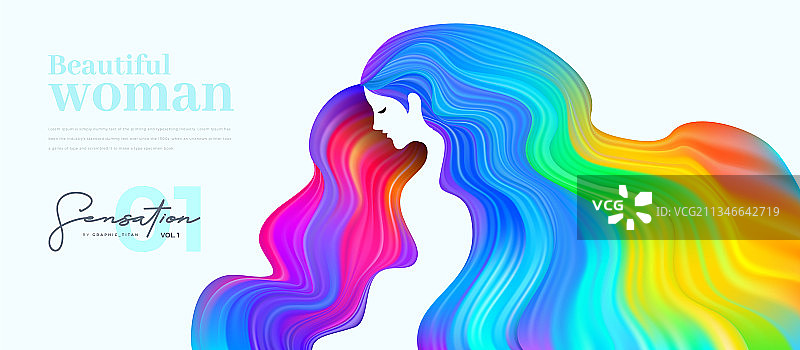 有着彩色长发的女人设计图片素材