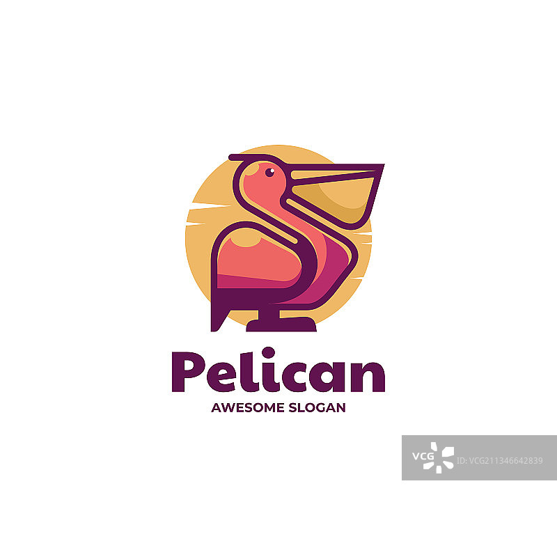 鹈鹕简约吉祥物风格Logo设计图片素材