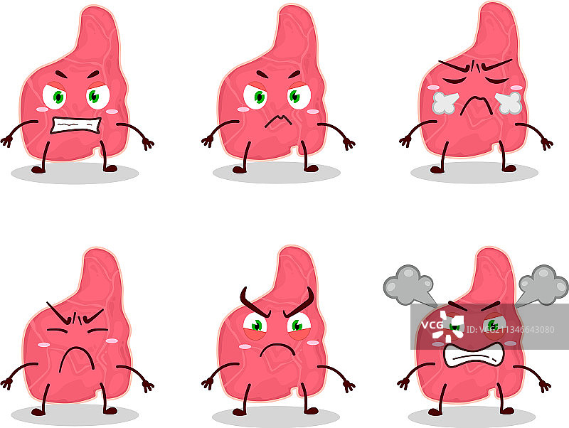 愤怒表情的烤肋排卡通图片素材