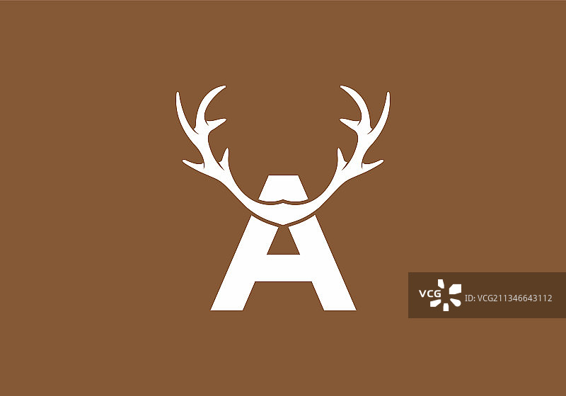 带鹿图案的白色棕色A字母图片素材