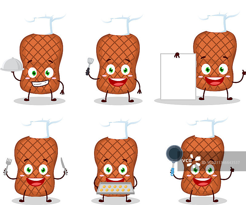 卡通牛肉与厨师表情图片素材