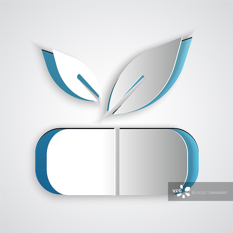 隔离背景上的剪纸风格植物药丸图标图片素材