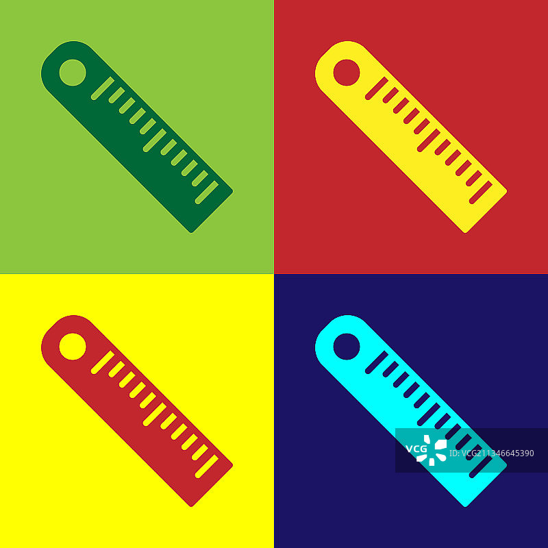 波普艺术风格尺子图标，彩色背景图片素材
