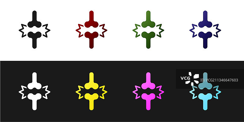 黑色背景上的关节疼痛膝盖疼痛图标图片素材