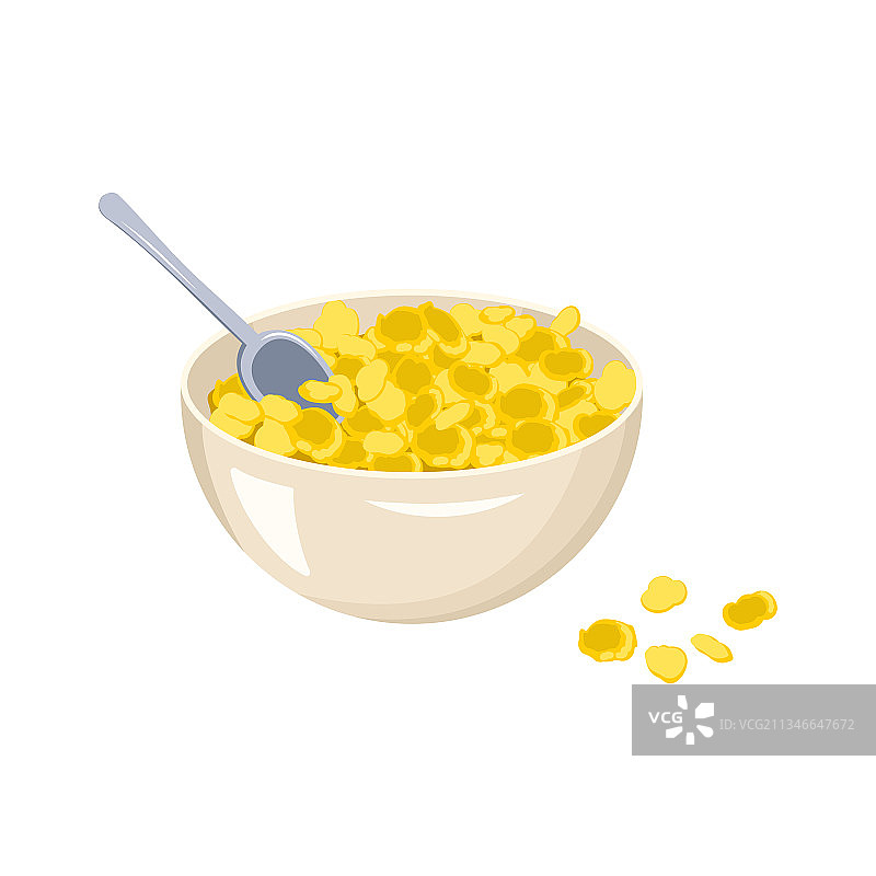一碗玉米片和勺子图片素材