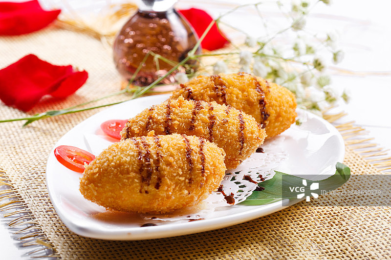 黑椒酱芝香蟹柳炸图片素材