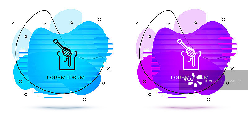 线条蜂蜜勺滴蜜图标图片素材