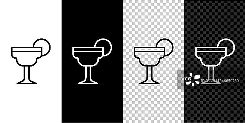 玛格丽特鸡尾酒杯和青柠图标组合图片素材