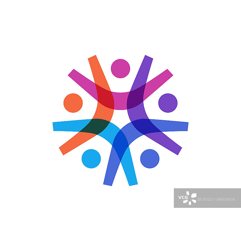 五人彩色重叠组合图片素材