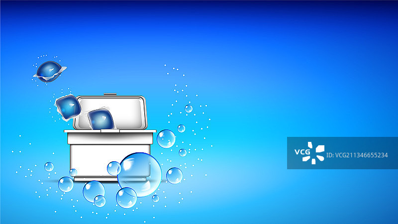 盒子里的洗衣粉立方体，留白图片素材