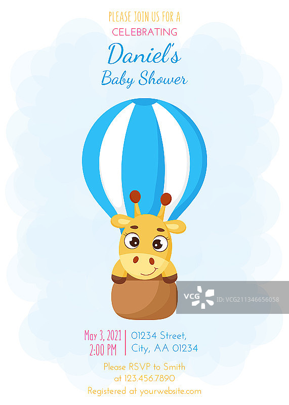 可爱的婴儿派对邀请卡模板图片素材