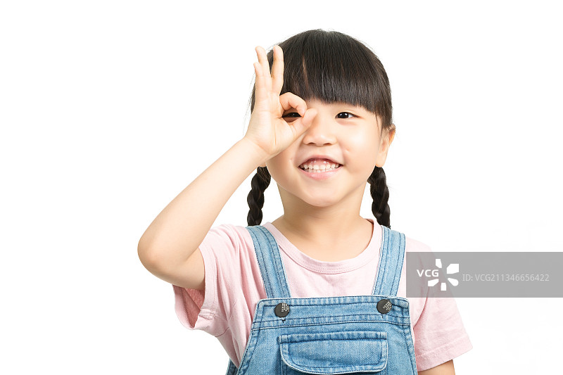 做ok手势的小女孩图片素材
