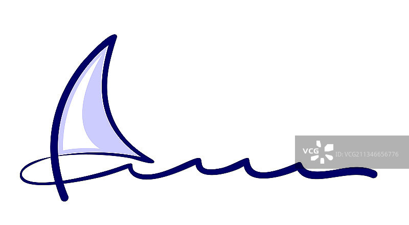 海上帆船符号单线画图片素材