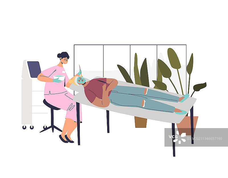 美容院的美容师正在做面部护理图片素材