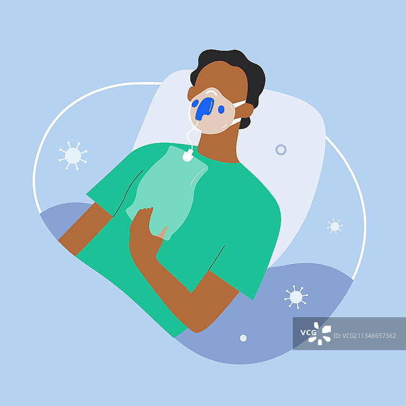 新冠患者的氧气面罩氧气疗法图片素材