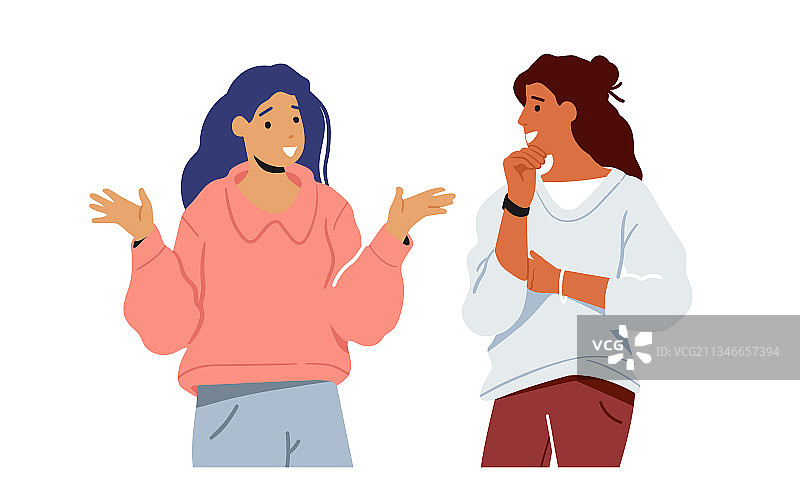 女孩们友好的交谈概念图片素材