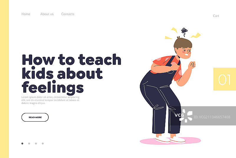 教孩子认识情感概念的着陆页图片素材