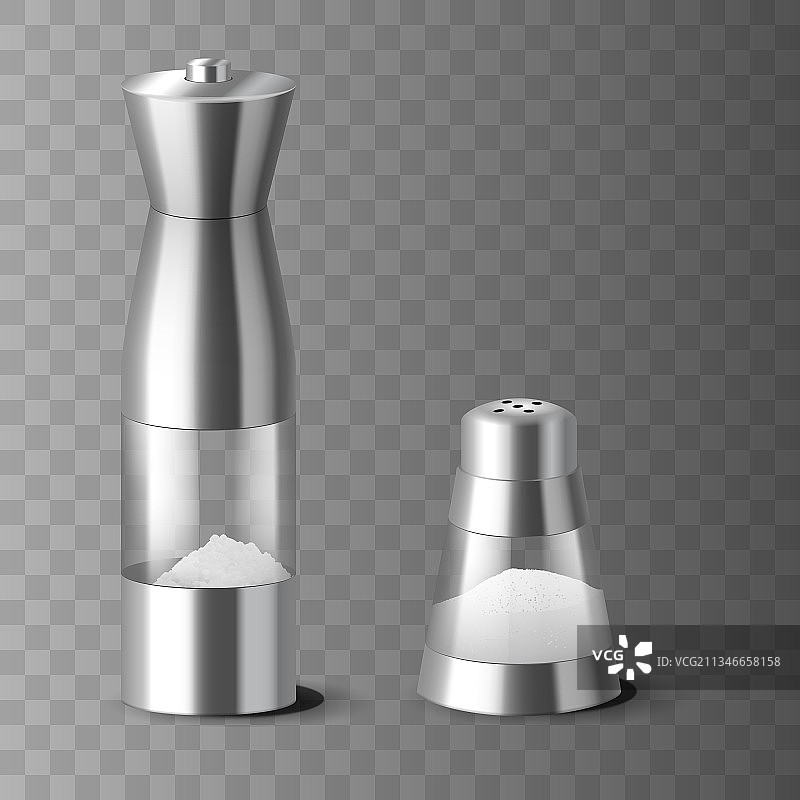 逼真盐罐和研磨器图片素材