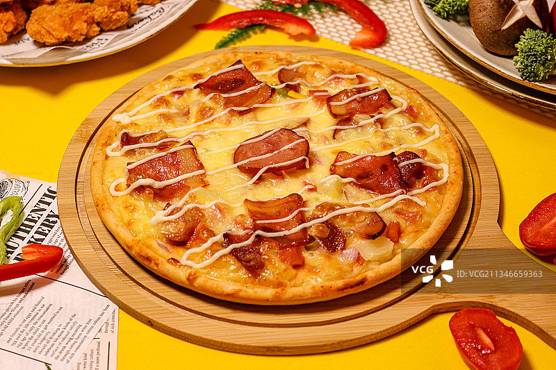 培根披萨图片素材