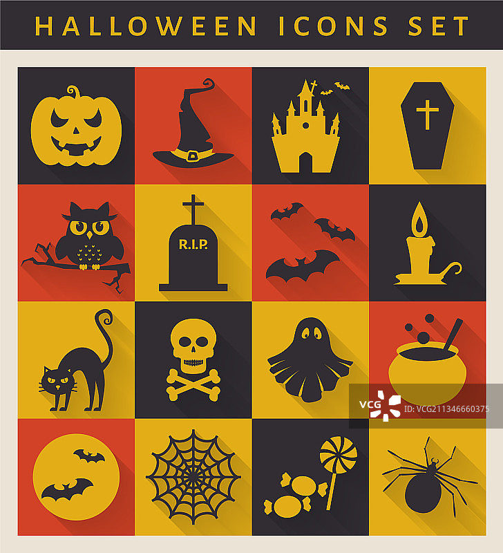 万圣节扁平风格图标合集图片素材