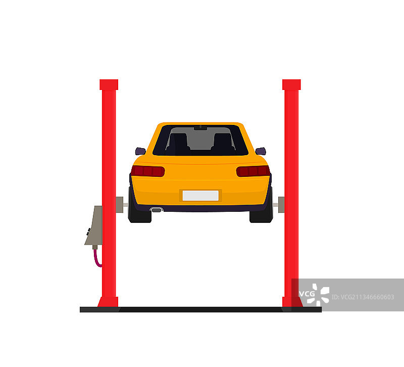 汽车维修：升降机上的汽车图片素材