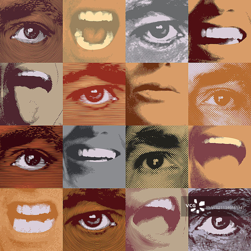 人类眼睛和嘴巴的无缝图案图片素材