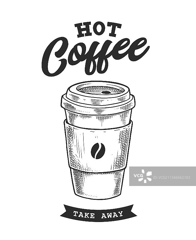 复古咖啡徽章（黑白）图片素材