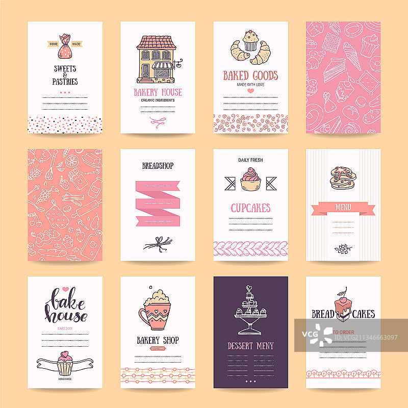 面包糕点店名片菜单设计图片素材