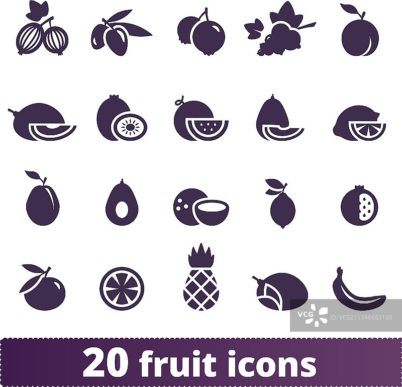 水果和浆果扁平风格图标图片素材