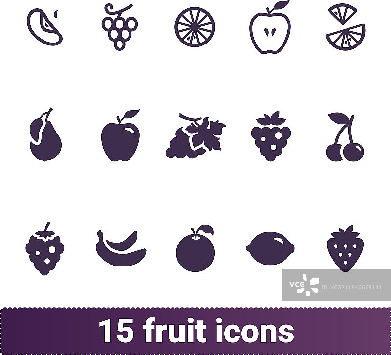 水果和浆果扁平图标图片素材