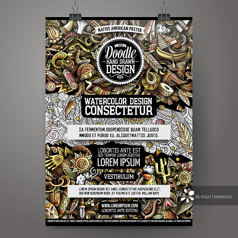 卡通涂鸦美洲原住民海报图片素材