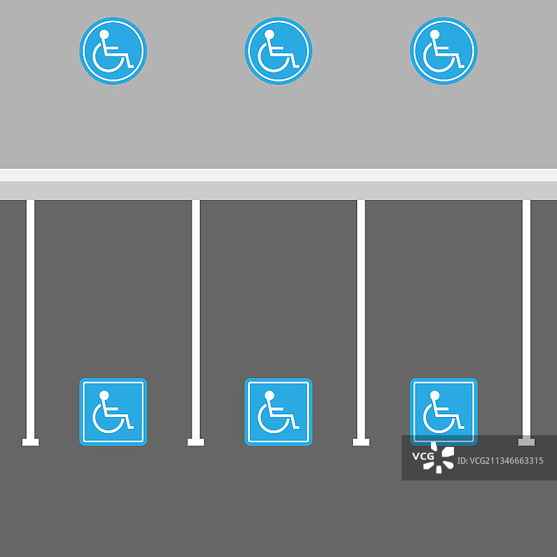 残疾人停车位背景，蓝色轮椅标志图片素材