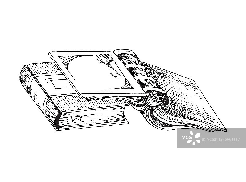 素描风格的打开和关闭的书籍图片素材