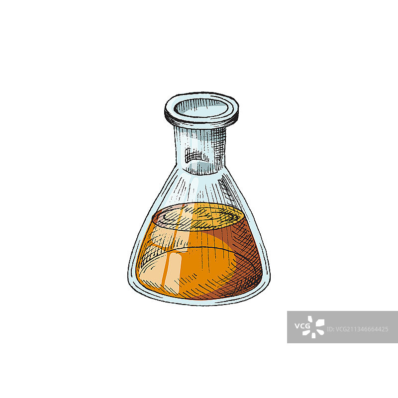 彩色复古化学玻璃烧瓶液体图片素材