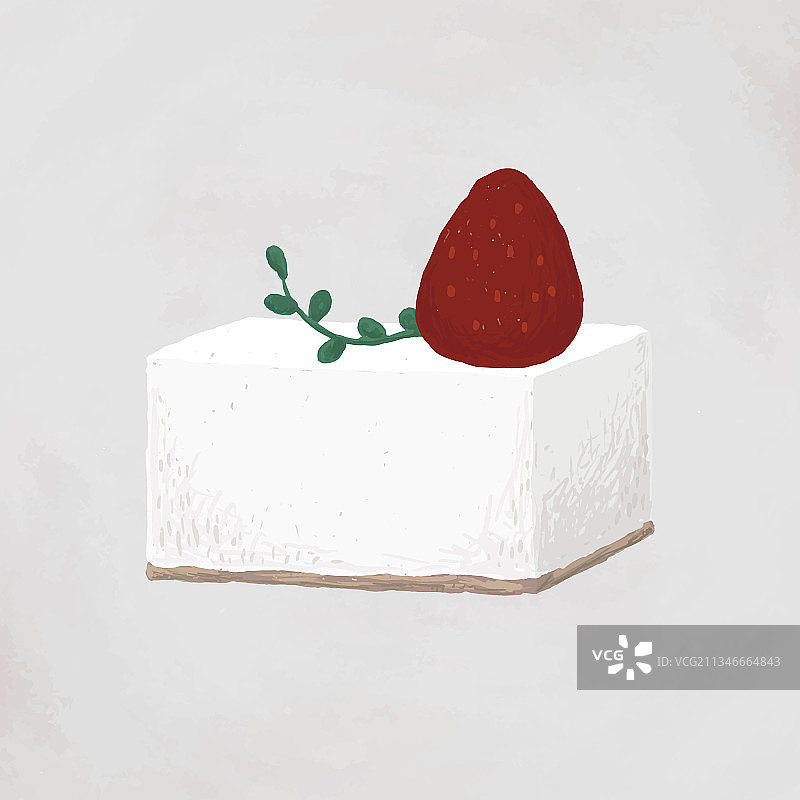 草莓方形蛋糕元素可爱手绘图片素材