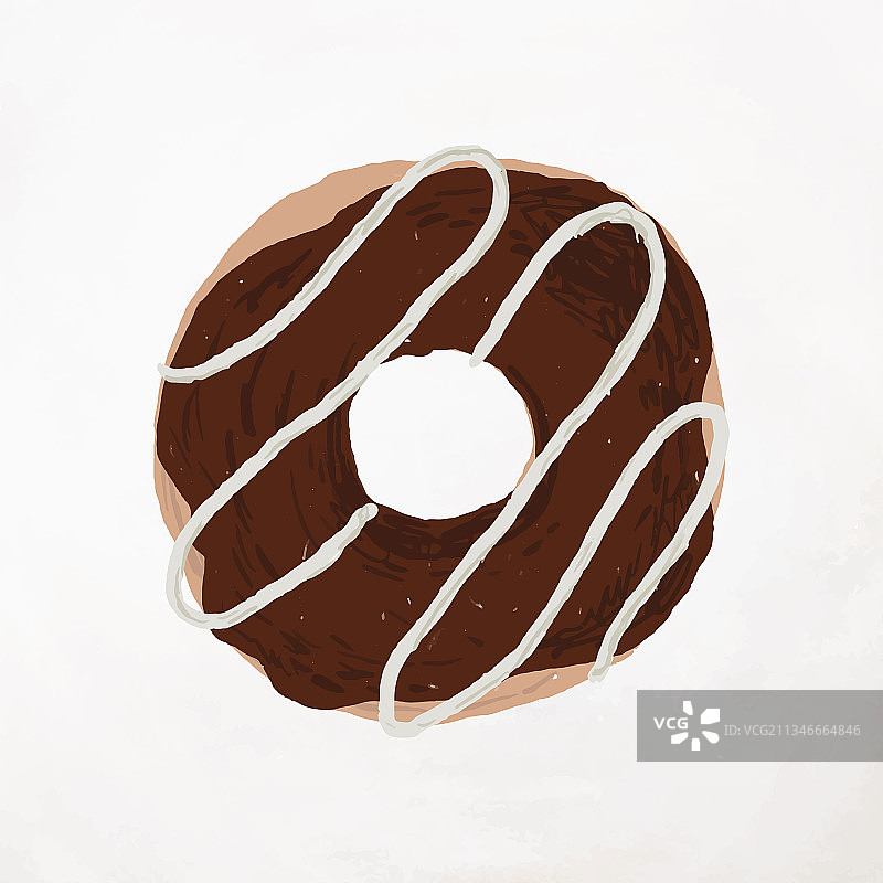手绘巧克力甜甜圈元素图片素材