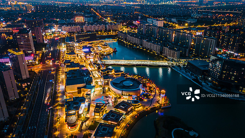 宁波镇海开元广场夜色图片素材