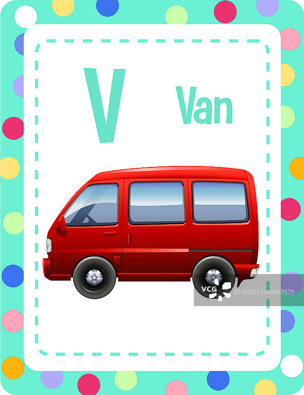 V字母货车单词卡图片素材